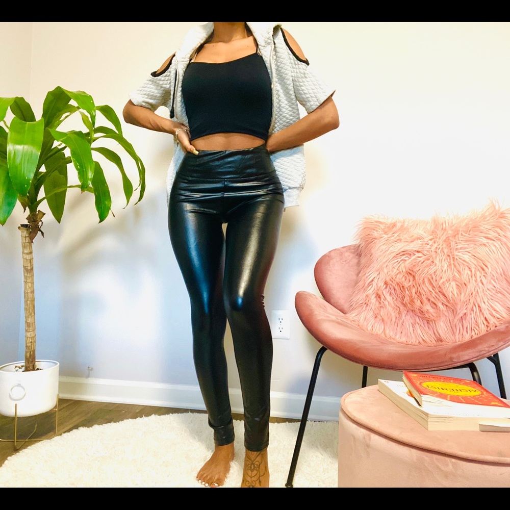 High waisted faux Leather leggings